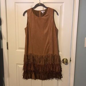 Boho Chic, faux Suede, Fringe Dress